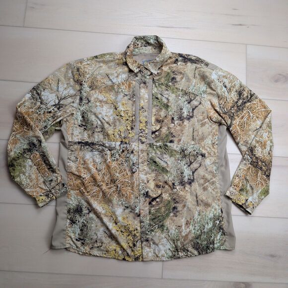 Cabela's Shirt Mens XL Camo Zonz Western Long Sleeve Hunting Zip Pocket - Picture 1 of 11
